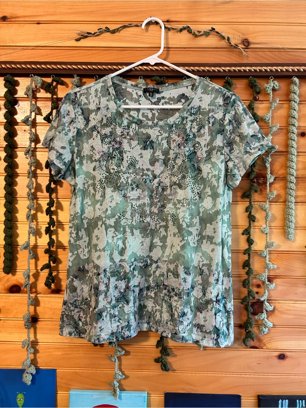 Hannah Mint Green Short-Sleeve Embellished Tee